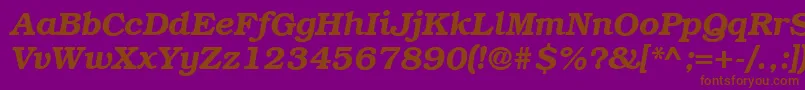 Fonte ItcBookmanDemiItalicCyrillic – fontes marrons em um fundo roxo