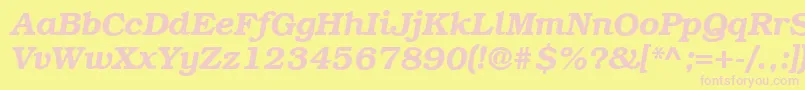 Fonte ItcBookmanDemiItalicCyrillic – fontes rosa em um fundo amarelo