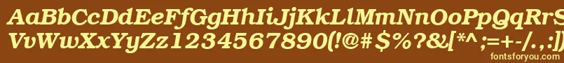 ItcBookmanDemiItalicCyrillic Font – Yellow Fonts on Brown Background