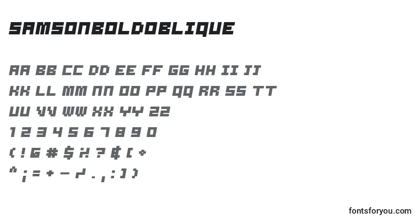 Czcionka SamsonBoldOblique – alfabet, cyfry, specjalne znaki