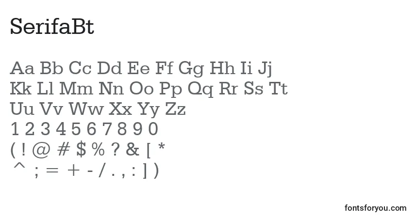 Шрифт SerifaBt – алфавит, цифры, специальные символы