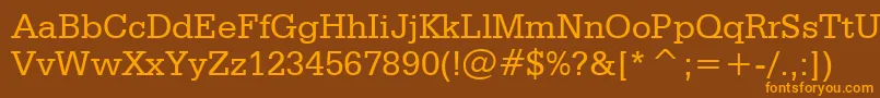SerifaBt-Schriftart – Orangefarbene Schriften auf braunem Hintergrund