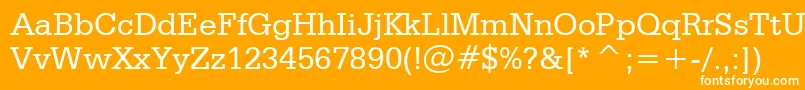 SerifaBt-Schriftart – Weiße Schriften auf orangefarbenem Hintergrund