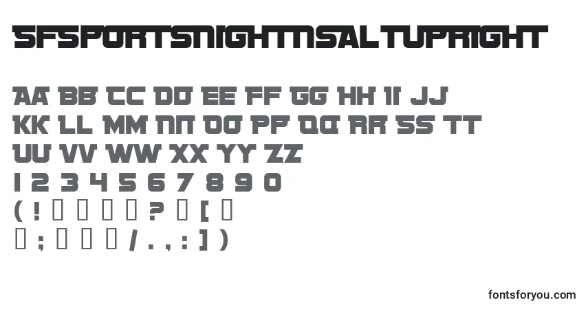 Schriftart SfSportsNightNsAltupright – Alphabet, Zahlen, spezielle Symbole