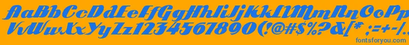 Arb85PosterScriptJan39Fre Font – Blue Fonts on Orange Background