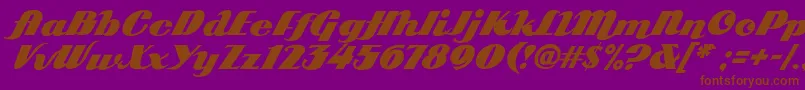 Arb85PosterScriptJan39Fre-Schriftart – Braune Schriften auf violettem Hintergrund