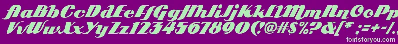 Arb85PosterScriptJan39Fre Font – Green Fonts on Purple Background