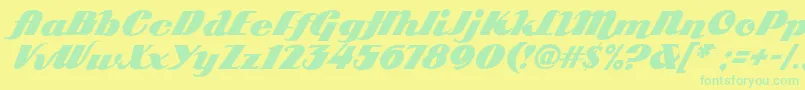 Arb85PosterScriptJan39Fre Font – Green Fonts on Yellow Background