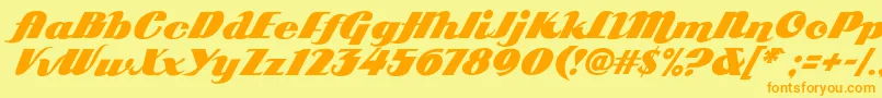 Arb85PosterScriptJan39Fre Font – Orange Fonts on Yellow Background