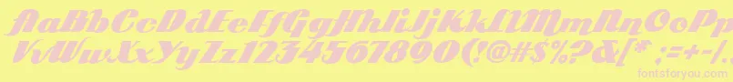 Arb85PosterScriptJan39Fre Font – Pink Fonts on Yellow Background