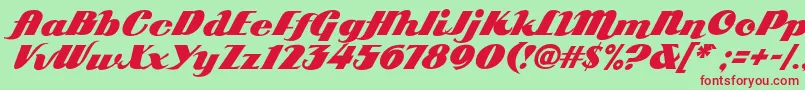 Arb85PosterScriptJan39Fre Font – Red Fonts on Green Background