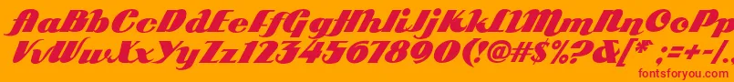 フォントArb85PosterScriptJan39Fre – オレンジの背景に赤い文字
