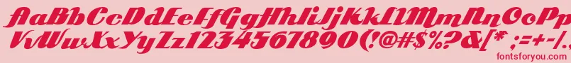 フォントArb85PosterScriptJan39Fre – ピンクの背景に赤い文字