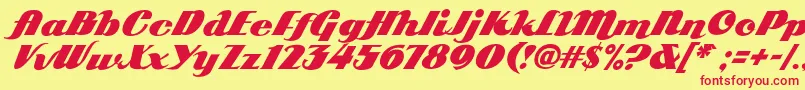 Arb85PosterScriptJan39Fre Font – Red Fonts on Yellow Background