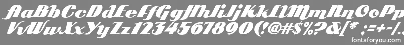 フォントArb85PosterScriptJan39Fre – 灰色の背景に白い文字