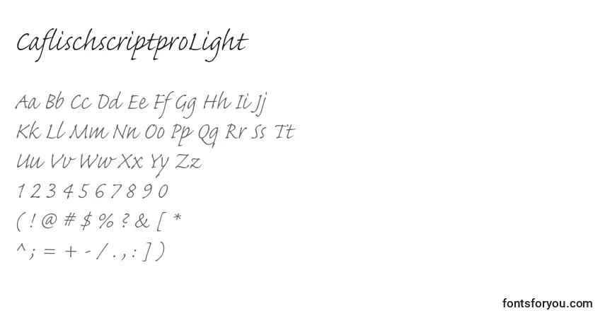 Шрифт CaflischscriptproLight – алфавит, цифры, специальные символы