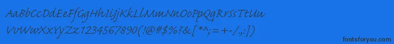 Шрифт CaflischscriptproLight – чёрные шрифты на синем фоне