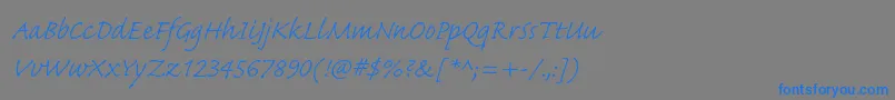 CaflischscriptproLight-Schriftart – Blaue Schriften auf grauem Hintergrund