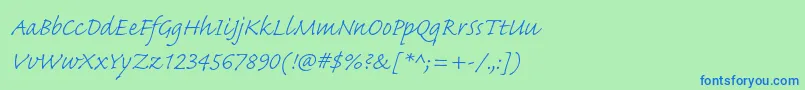 Шрифт CaflischscriptproLight – синие шрифты на зелёном фоне