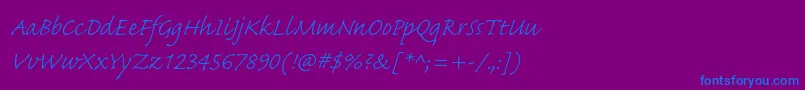 CaflischscriptproLight-Schriftart – Blaue Schriften auf violettem Hintergrund