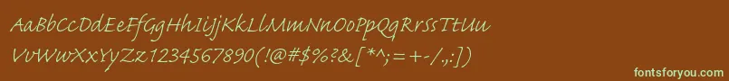 CaflischscriptproLight-fontti – vihreät fontit ruskealla taustalla