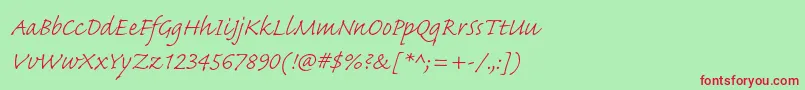 CaflischscriptproLight Font – Red Fonts on Green Background