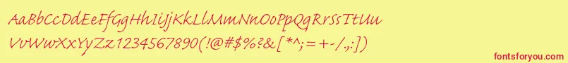 フォントCaflischscriptproLight – 赤い文字の黄色い背景