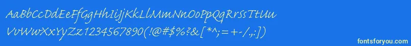 CaflischscriptproLight Font – Yellow Fonts on Blue Background