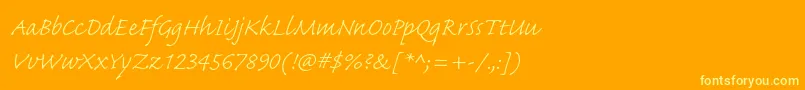 CaflischscriptproLight Font – Yellow Fonts on Orange Background