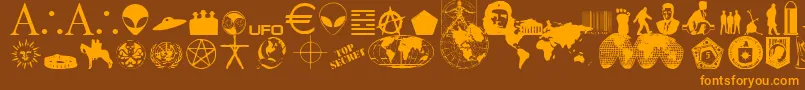 Więcej informacji o czcionce Illuminati Czcionka Illuminati – pomarańczowe czcionki na brązowym tle