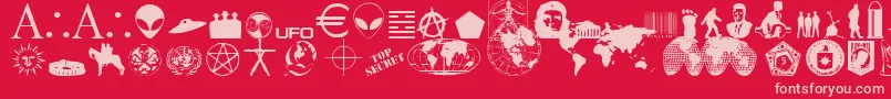 Illuminati Font – Pink Fonts on Red Background