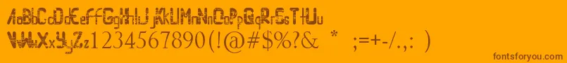 Randomaccessmemory-Schriftart – Braune Schriften auf orangefarbenem Hintergrund