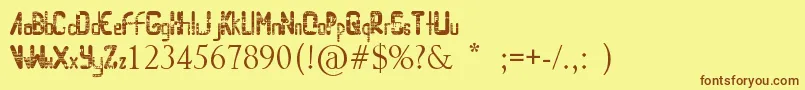 Randomaccessmemory-Schriftart – Braune Schriften auf gelbem Hintergrund