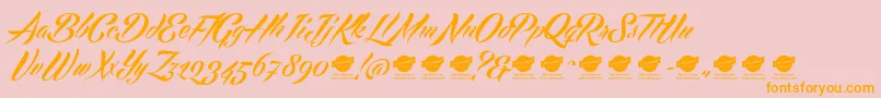 Echinosparkscript-Schriftart – Orangefarbene Schriften auf rosa Hintergrund