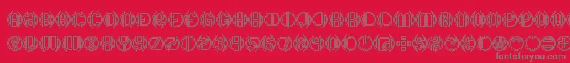 Weitere Informationen zur Dblbogey-Schriftart Dblbogey-Schriftart – Graue Schriften auf rotem Hintergrund