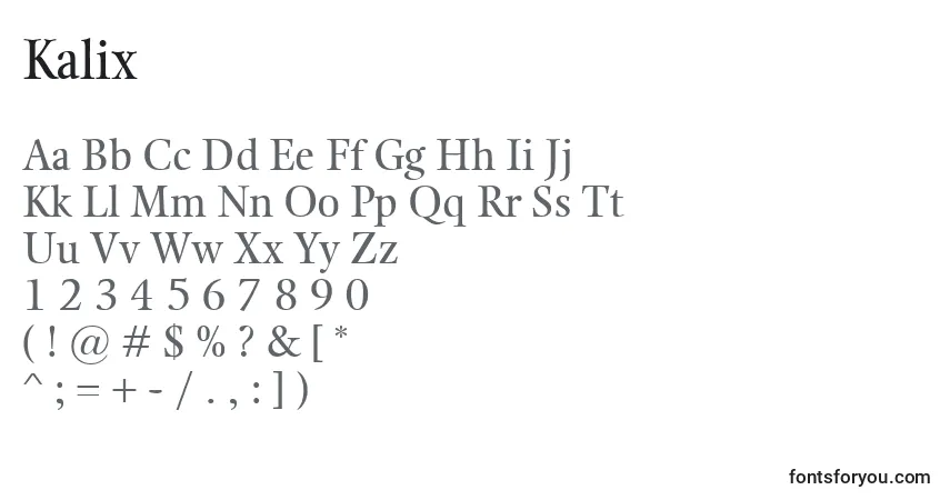 Czcionka Kalix – alfabet, cyfry, specjalne znaki