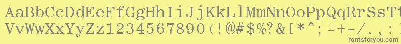 Fonte RomanfixedwidthRegular – fontes cinzas em um fundo amarelo