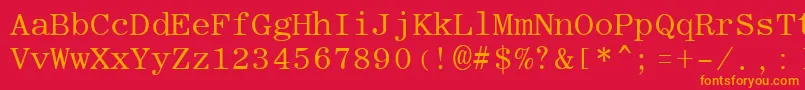 フォントRomanfixedwidthRegular – 赤い背景にオレンジの文字