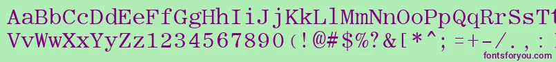 RomanfixedwidthRegular-fontti – violetit fontit vihreällä taustalla
