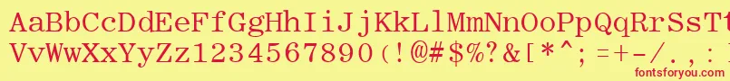 RomanfixedwidthRegular-fontti – punaiset fontit keltaisella taustalla