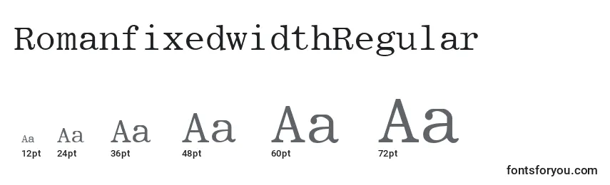 Размеры шрифта RomanfixedwidthRegular
