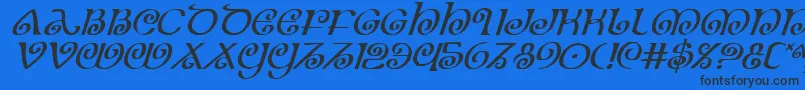 Czcionka TheShireItalic – czarne czcionki na niebieskim tle