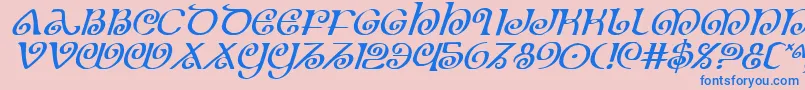 Czcionka TheShireItalic – niebieskie czcionki na różowym tle