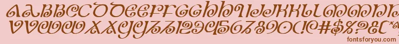 フォントTheShireItalic – ピンクの背景に茶色のフォント