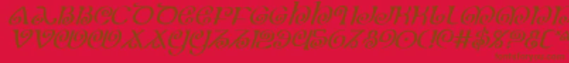 フォントTheShireItalic – 赤い背景に茶色の文字