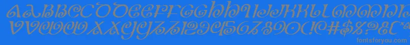 TheShireItalic-Schriftart – Graue Schriften auf blauem Hintergrund