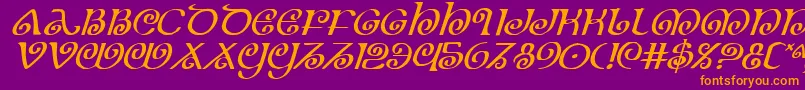 Fonte TheShireItalic – fontes laranjas em um fundo violeta