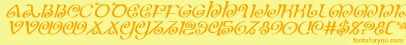 TheShireItalic-Schriftart – Orangefarbene Schriften auf gelbem Hintergrund