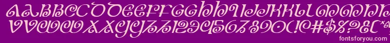 Fonte TheShireItalic – fontes rosa em um fundo violeta