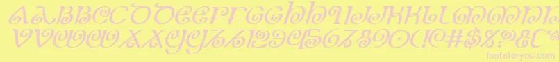 TheShireItalic-fontti – vaaleanpunaiset fontit keltaisella taustalla